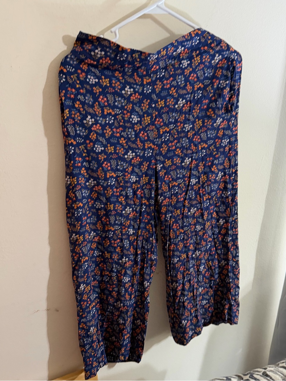 NWOT Madewell Size Small Navy Floral Wide-Leg Cropped Pants